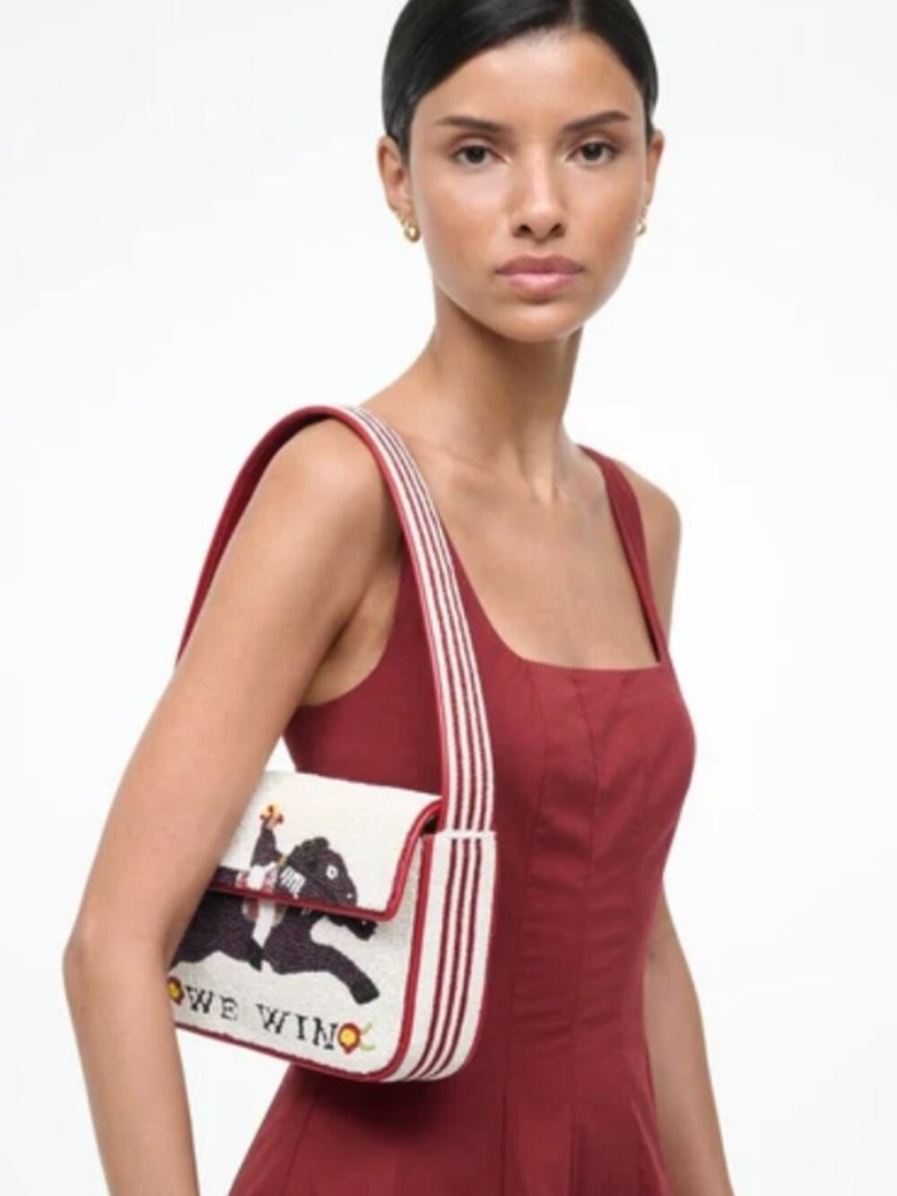 STAUD Tommy Beaded Bag, Derby - Picture 3 of 10